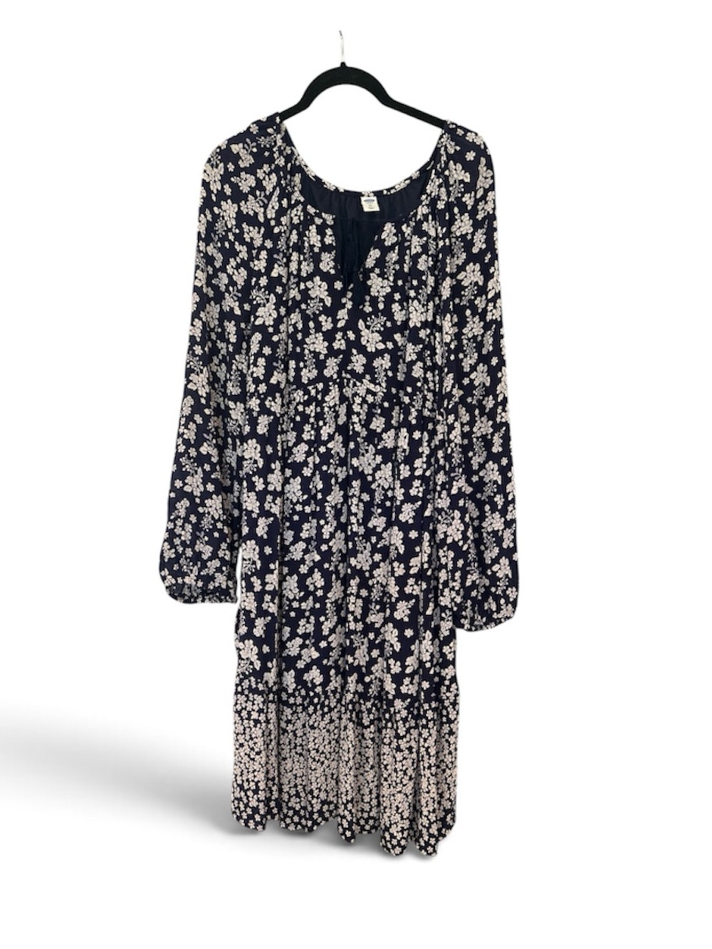 Old Navy Floral Long-Sleeve Tassel-Tie Swing Dress | Size XL